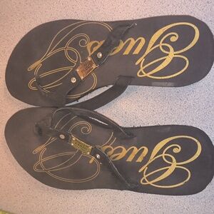 Guess Brand Brown Suede Flip Flops-Like New